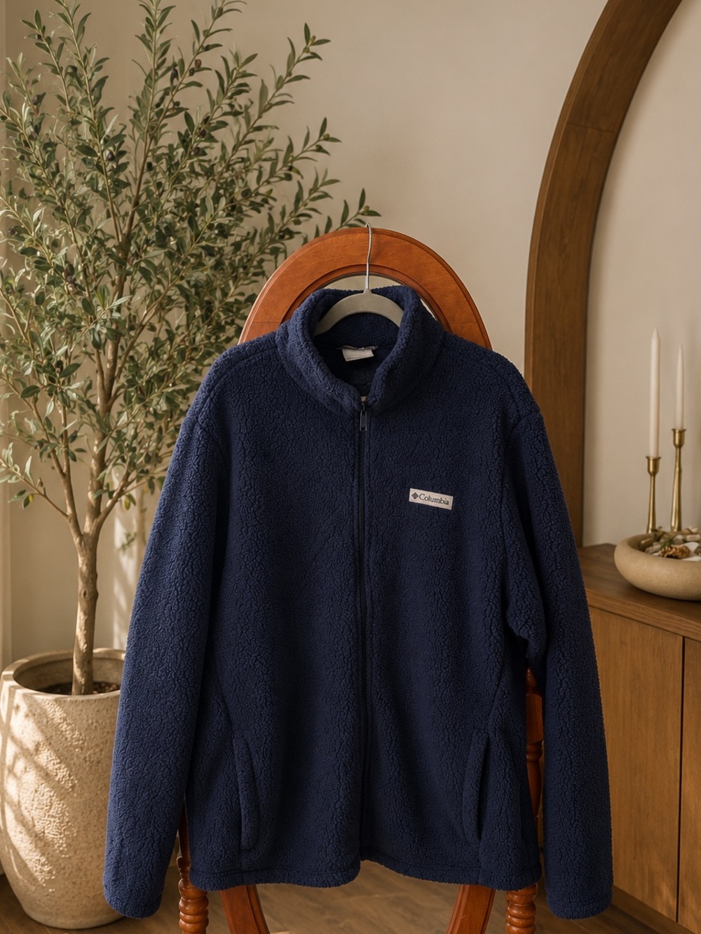 Columbia Navy Blue Sherpa Full-Zip Fleece Jacket